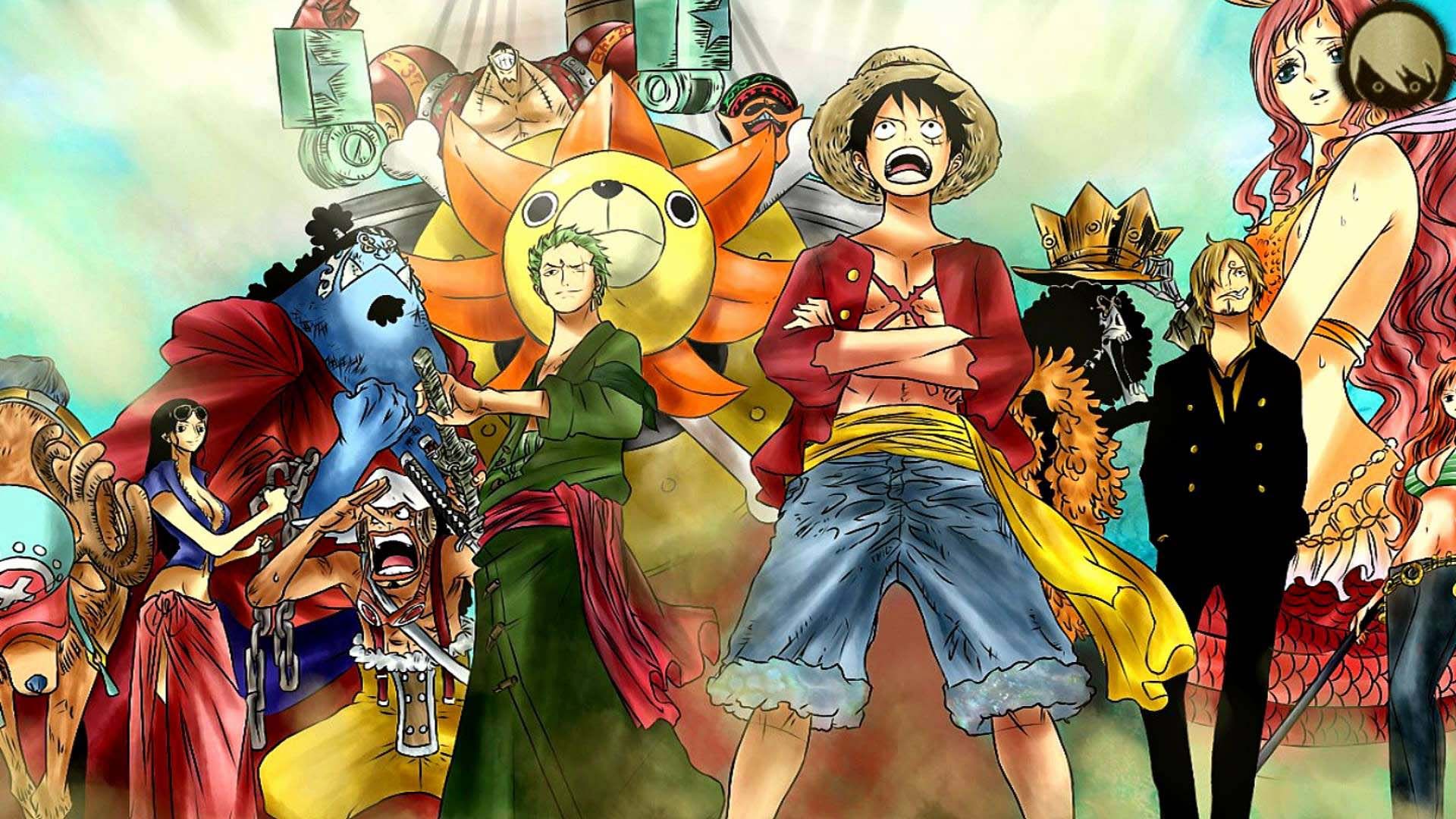 Equipage de Luffy avec leur navire, le Thousand Sunny