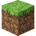 l'équipage Fuego propose des articles sur le jeu vidéo Minecraft, d'où cette illustration avec le logo célèbre du jeu. Elle représente un bloc de terre avec de l'herbe sur la partie supérieure.